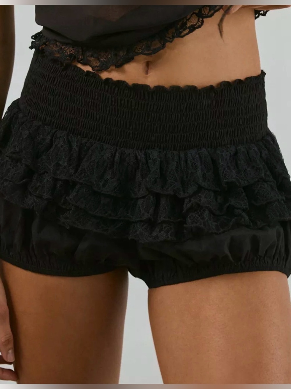 Urban Outfitters Black Ruffle Lace Sleep Shorts